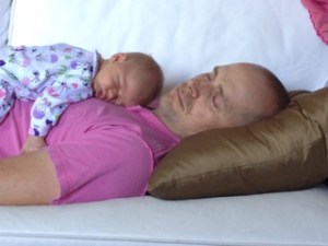 This is how our baby slept the first three weeks of her life.